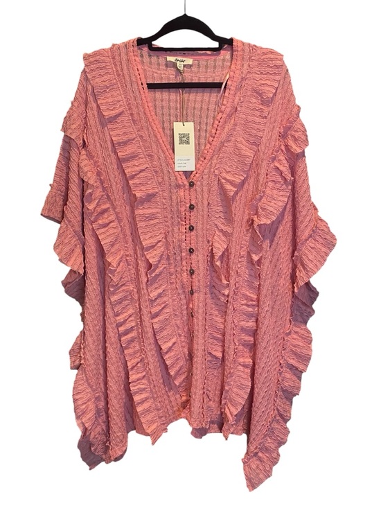 Blue Velvet Tops - Blue Velvet Textured Ruffle Poncho Top Dusty Pink Womens Size S/M NWT Oversized